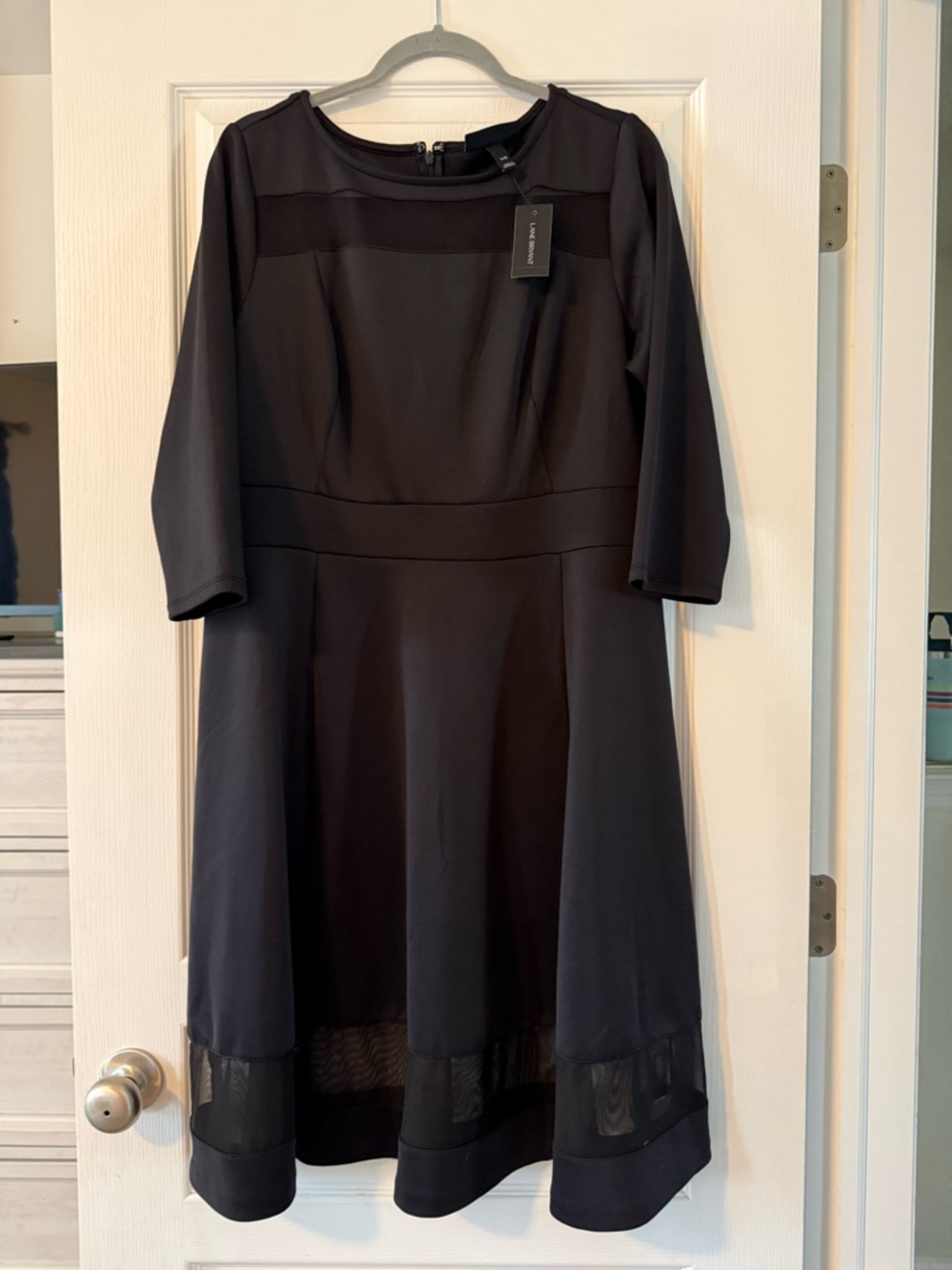 Lane Bryant Black Long-Sleeve A-Line Dress with Sheer Hem NWT Size 14/16